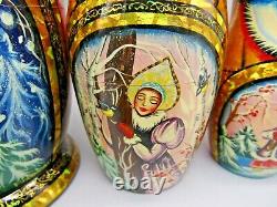 Russian Matryoshka Nesting Doll 9.5 8 Pc, Snow Maiden Fairy tale Hand Made 368