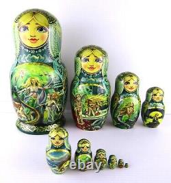 Russian Matryoshka Nesting Doll 9.8 10 Pc, Mermaid Fairytale Hand Made 966