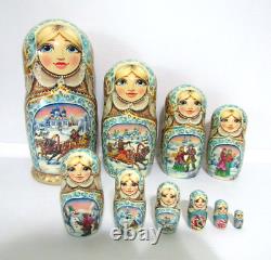 Russian Matryoshka Nesting Doll 9.8 10 Pc, Troika Fairytale Hand Made 965