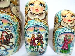 Russian Matryoshka Nesting Doll 9.8 10 Pc, Troika Fairytale Hand Made 965