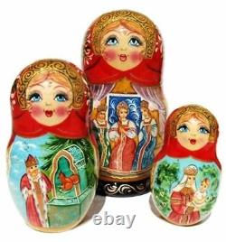 Russian Matryoshka Nesting Doll Beauties 7 Piece Stacking Wooden Fairy Tale Set