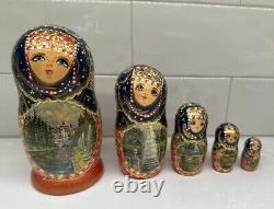 Russian Matryoshka Nesting Doll Hand Painted 5 Piece Wooden Collection