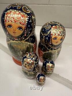 Russian Matryoshka Nesting Doll Hand Painted 5 Piece Wooden Collection