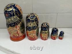 Russian Matryoshka Nesting Doll Hand Painted 5 Piece Wooden Collection