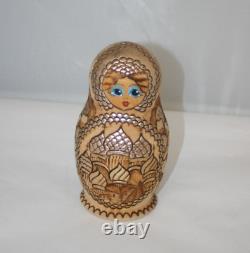 Russian Matryoshka Nesting Doll Hand Painted 6 Piece Wood Collection