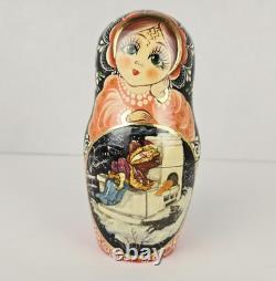 Russian Matryoshka Nesting Doll Hand Painted Wooden Collection Fairy Tale 5 Pcs