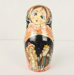 Russian Matryoshka Nesting Doll Hand Painted Wooden Collection Fairy Tale 5 Pcs