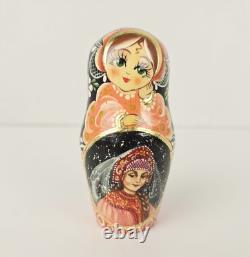 Russian Matryoshka Nesting Doll Hand Painted Wooden Collection Fairy Tale 5 Pcs
