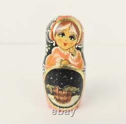Russian Matryoshka Nesting Doll Hand Painted Wooden Collection Fairy Tale 5 Pcs