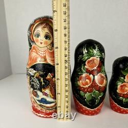 Russian Matryoshka Nesting Doll Hand Painted Wooden Collection Fairy Tale 5 Pcs