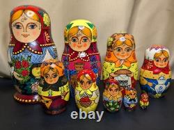 Russian Matryoshka Nesting Doll Set -9- d. 1992 Signed'A. Grebnev' High Detail