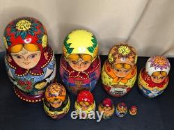 Russian Matryoshka Nesting Doll Set -9- d. 1992 Signed'A. Grebnev' High Detail