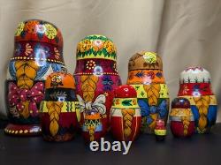 Russian Matryoshka Nesting Doll Set -9- d. 1992 Signed'A. Grebnev' High Detail