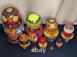 Russian Matryoshka Nesting Doll Set -9- d. 1992 Signed'A. Grebnev' High Detail