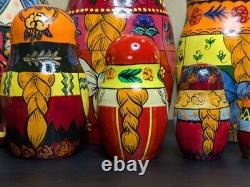 Russian Matryoshka Nesting Doll Set -9- d. 1992 Signed'A. Grebnev' High Detail