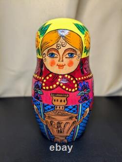 Russian Matryoshka Nesting Doll Set -9- d. 1992 Signed'A. Grebnev' High Detail