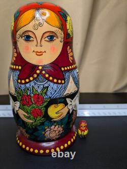 Russian Matryoshka Nesting Doll Set -9- d. 1992 Signed'A. Grebnev' High Detail