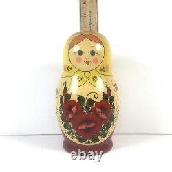 Russian Matryoshka Nesting Dolls 10 Piece Set Hand Painted Wooden 8 Vintage EUC