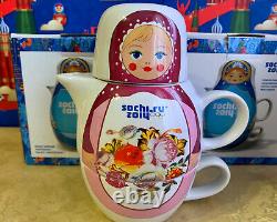 Russian Matryoshka Nesting Dolls Ceramics Tea set. Olympic Games in Sochi 2014