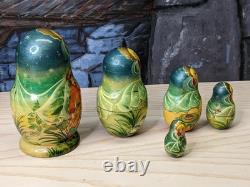 Russian Matryoshka Nesting Dolls Fairy Tale Fairytale Set 5 pc 6.5 Signed Gift
