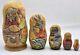 Russian Matryoshka Nesting Dolls Hand Carved Kolobok Fairytale 5pc Artist Signed