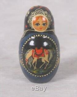 Russian Matryoshka Nesting Dolls Hand Painted 10 Pc Set Signed Fairy Tale Art