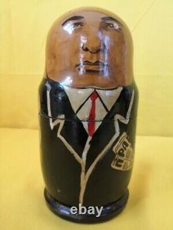 Russian Matryoshka Nesting Dolls Hand-Painted Soviet Leaders Brezhnev Khrushchev