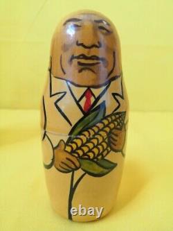 Russian Matryoshka Nesting Dolls Hand-Painted Soviet Leaders Brezhnev Khrushchev