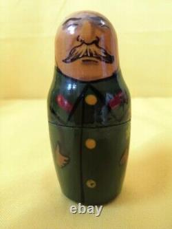 Russian Matryoshka Nesting Dolls Hand-Painted Soviet Leaders Brezhnev Khrushchev