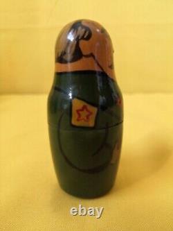 Russian Matryoshka Nesting Dolls Hand-Painted Soviet Leaders Brezhnev Khrushchev