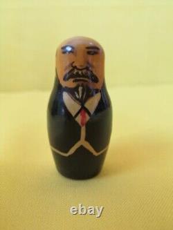 Russian Matryoshka Nesting Dolls Hand-Painted Soviet Leaders Brezhnev Khrushchev