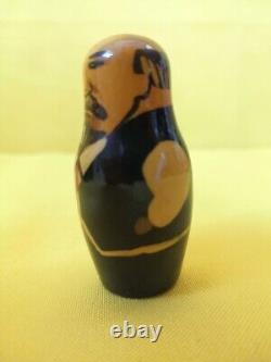 Russian Matryoshka Nesting Dolls Hand-Painted Soviet Leaders Brezhnev Khrushchev