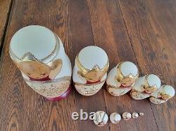 Russian Matryoshka Nesting Dolls Set Of 10 Dolls, Churches, Burned Design