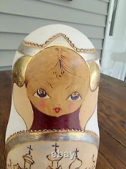 Russian Matryoshka Nesting Dolls Set Of 10 Dolls, Churches, Burned Design