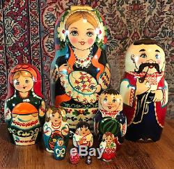 Russian Matryoshka Nesting Dolls Set Of 10 Signed
