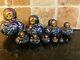 Russian Matryoshka Nesting Dolls Signed 10 Pieces 4 Blue Black Gold White #1