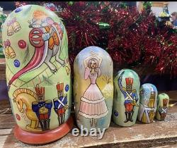 Russian Matryoshka Nutcracker Nesting Doll 5 Pieces Signed