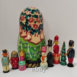 Russian Matryoshka Nutcracker Nesting Doll & 8 Hanging Ornaments Folk Art Signed