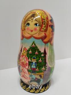 Russian Matryoshka Nutcracker Nesting Doll & 8 Hanging Ornaments Folk Art Signed