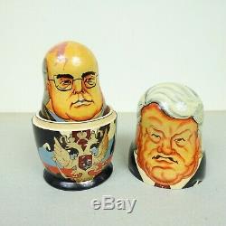 Russian Matryoshka Presidents Leaders Nesting Dolls Wooden Gorbachev 10 pc set