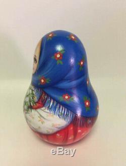 Russian Matryoshka Roly Poly Doll Hand Painted #1
