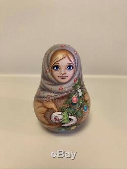 Russian Matryoshka Roly Poly Doll Hand Painted #4