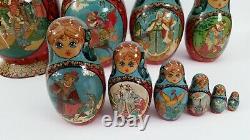 Russian Matryoshka Set 10 Nesting Wooden Dolls 9 Hand-painted Signed Kashnikova