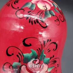 Russian Matryoshka Signed Nesting Doll 10 pieces Floral Pattern 9 T