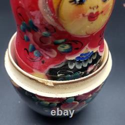 Russian Matryoshka Signed Nesting Doll 10 pieces Floral Pattern 9 T