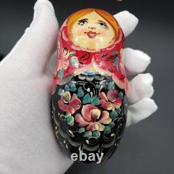 Russian Matryoshka Signed Nesting Doll 10 pieces Floral Pattern 9 T