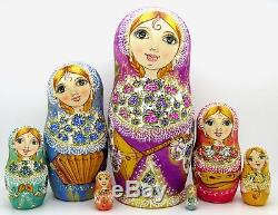 Russian Matryoshka nesting dolls MATT 7 MUSIC Accordion Balalaika Gusly LARGE