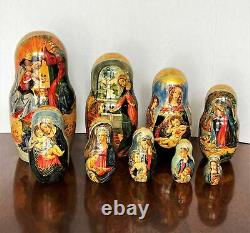 Russian Nesting 9 Dolls 10 Tall Wood Mary Madonna & Child Jesus REVISED