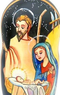 Russian Nesting DOLLS Nativity Christmas Matryoshka 5 Virgin Mary & Baby Jesus
