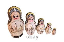 Russian Nesting DOLL Hand Painted Matryoshka Signed Set of 5